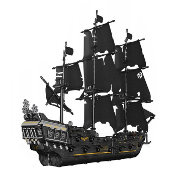 Klocki Statek, okręt Piracki czarny Żagiel 2868el.